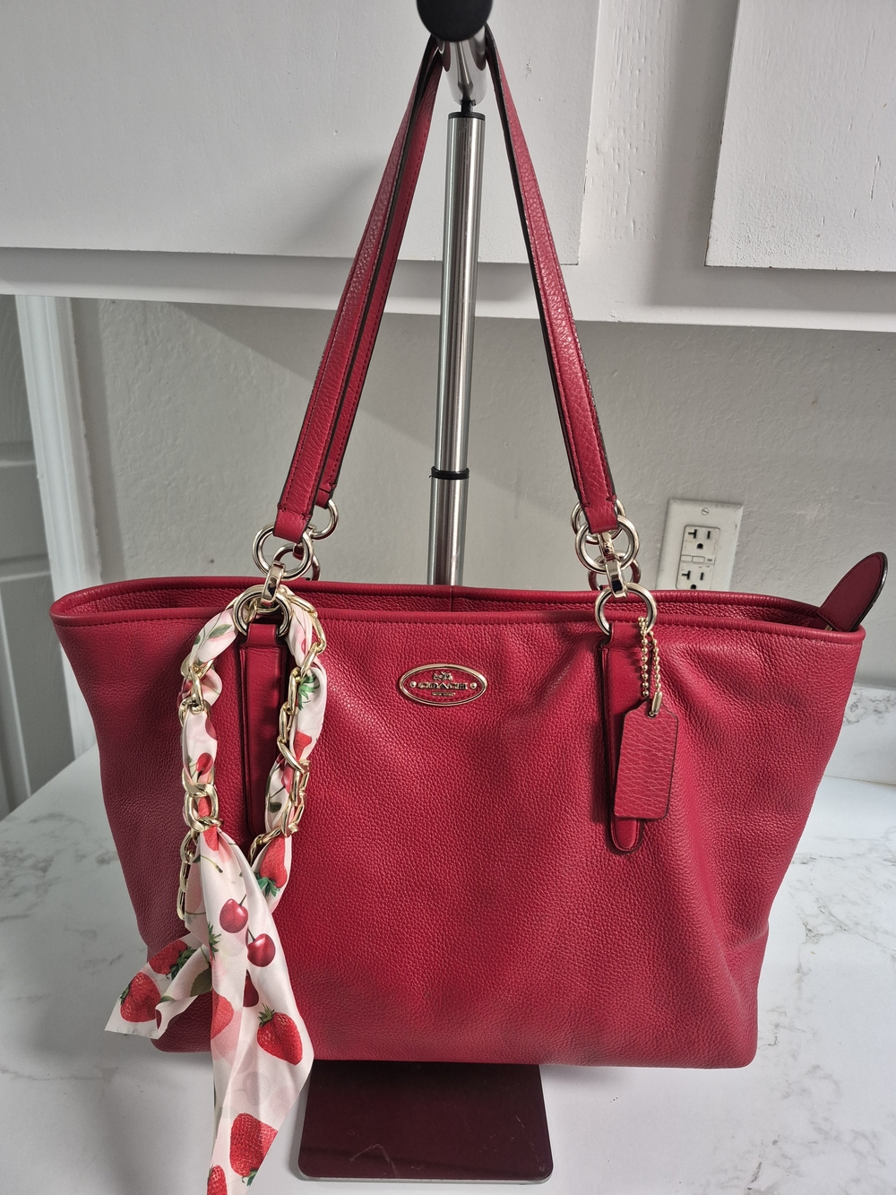 Coach Red Soft Leather Tote Bag